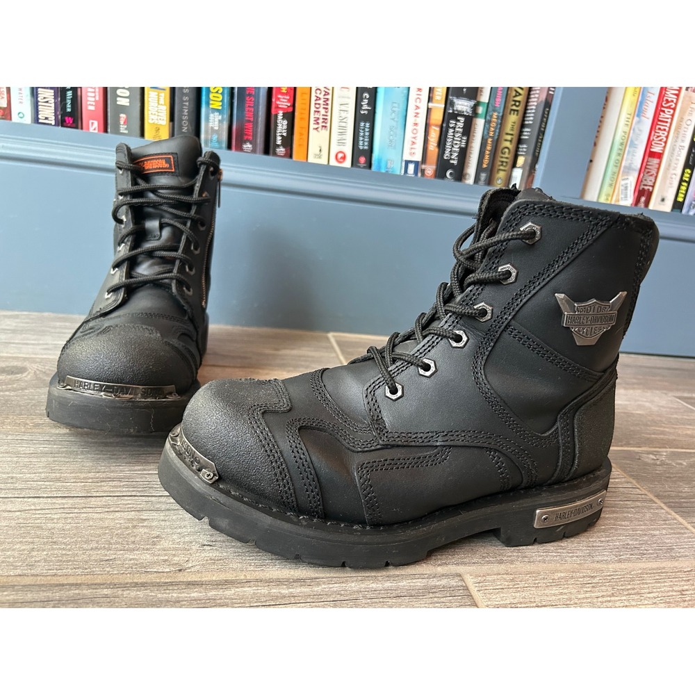 Harley-Davidson El Paso Mens Black Leather Riding Boots D91642 Size 9.5 M - Picture 2 of 9